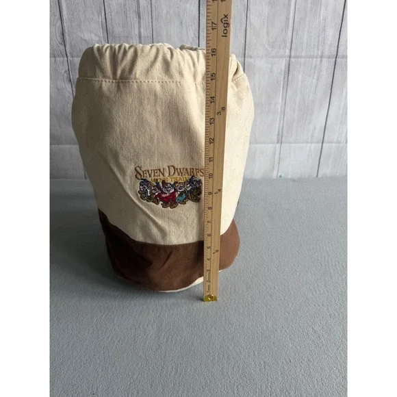 Disney Parks Seven Dwarfs Mine Train Canvas Drawstring Backpack Brown Cream - Picture 7 of 9